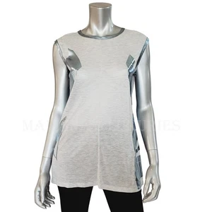 BALENCIAGA NICOLAS GHESQUIERE TOP GRAY T-SHIRT w GEOMETRIC PATCHES sz FR40 US 10 - Picture 1 of 8