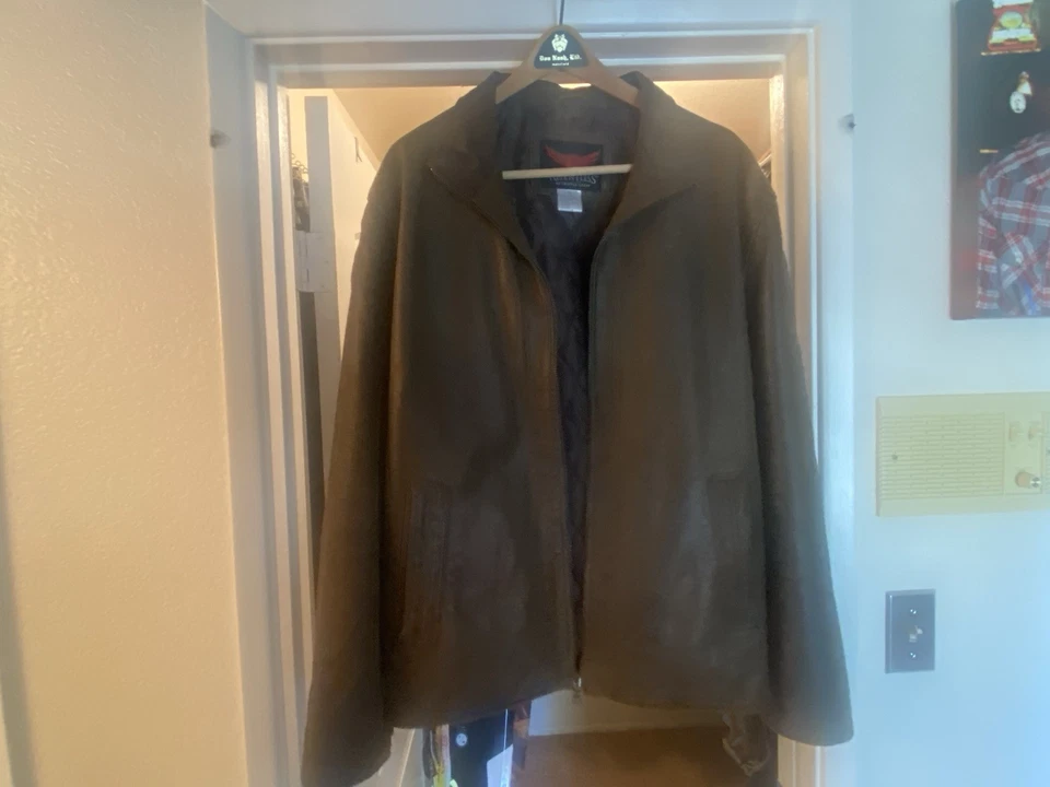 Men’s Large Leather Western Jacket Dark Brown by Cripple Creek - Image 1 of 2