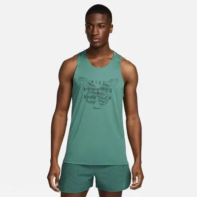 Camiseta sin mangas Nike para hombre Running Division Butterfly FN3982-361 verde mediana Foto 1 de 4