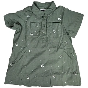 J. Crew Crewcuts Girls' flower-embellished shirtdress in twill Midnight Moss 4 - Picture 1 of 11