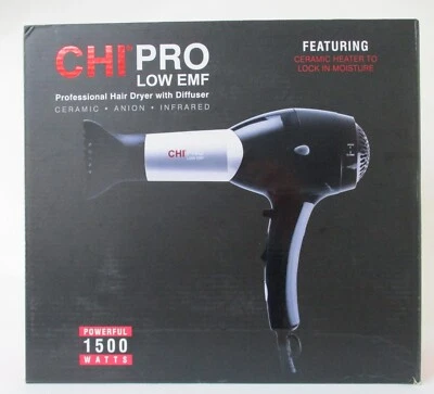 CHI PRO LOW EMF Professional Black Hair Dryer with Diffuser 1500 watts - Image 1 of 4