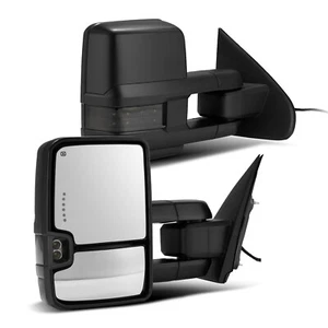 For 14-17 GMC Sierra Power/Heated Trailer Towing Mirrors/Dark Smoke Lens Signal - Imagen 1 de 9