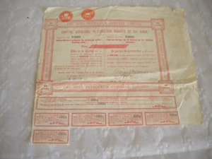 Vintage Aktienzertifikat Aktien Anleihen Action Spies Petroleum Company Ltd 1909 - Bild 1 von 3