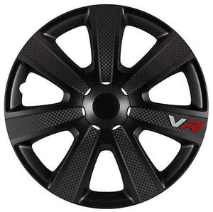 4 Stück Radkappen Radblenden VR BLACK CARBON Schwarz 15" Zoll - Bild 1 von 3