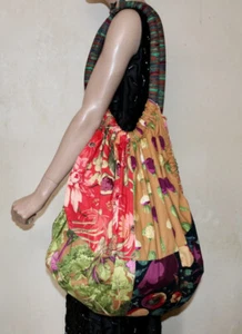 Patchwork vintage reversible oversized shoulder tote bag - Picture 1 of 5