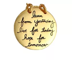 Learn From Yesterday Live For Today Gold Plated Pendant Necklace Inspirational - Picture 1 of 2