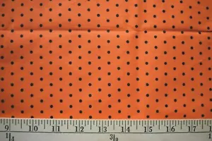 BLACK POLKA DOTS ON ORANGE HALLOWEEN PRINT 100% COTTON FABRIC 30X44 INCHES - Picture 1 of 2