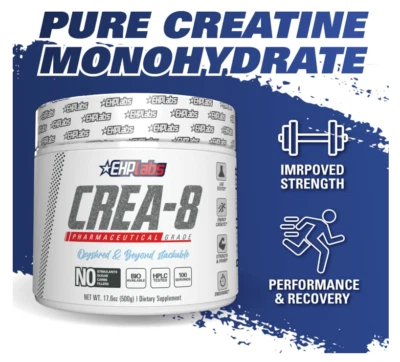 EHPLABS EHP Labs Crea-8 Creatine Monohydrate 500g – 100 Servings | Pure Unflavoured!!