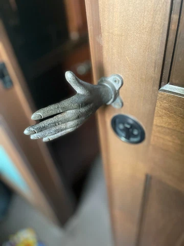 Cast Iron Hand Holder Barn Pocket Door Knob Pull Handle Hook Towel Coat Hanger Cover