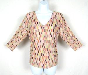 VTG 1990s 2000s DANA BUCHMAN NYLON SPANDEX TOP SIZE XL COLOR BLOCK - Picture 1 of 12