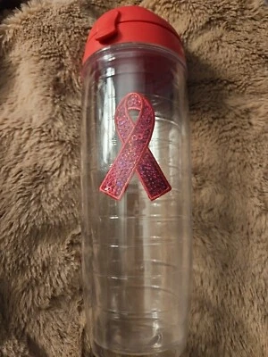 Tervis Pink Sequin Breast Cancer Awareness Ribbon 24 oz Water Bottle w/Gray Lid - Image 1 of 4