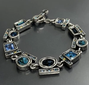 Patricia Locke USA Vogue Ciel Bleu Women Bracelet Silver Plate Crystal 7.5” 2009 - Picture 1 of 10