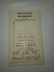 1973 Dept of Transportation Federal Aviation Admin. Near Vision Acuity eye test - Picture 1 of 4