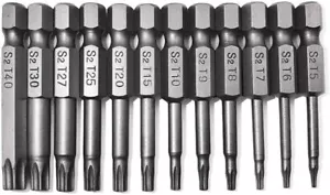 12PC Tamper Proof Star Impact Driver Bit Set Security Screwdriver Bits Hex Shank - Picture 1 of 7