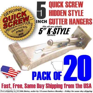 20 5" inch Quick Screw Hidden Rain Gutter Bracket Hangers clip style Heavy Duty - Picture 1 of 10