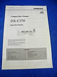 Onkyo Compact Disk Changer DX-C370 Instruction Manual (Free & Fast Shipping!) - Picture 1 of 6
