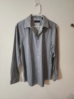 Camisa a Rayas HART SCHAFFNER MARX Para Hombre Manga Larga Botón Delantero Talla L Foto 1 de 4