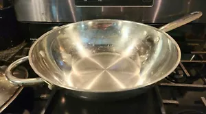 WOLFGANG PUCK Cafe Collection Stainless Steel 13" Stir Fry Pan Wok w/Lid - Picture 1 of 3