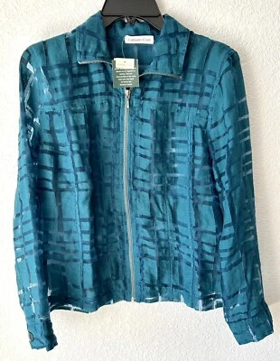Coldwater Creek Women's Jacket Sz S/M Full Zip Long Sleeve Lightweight Teal - Image 1 of 4