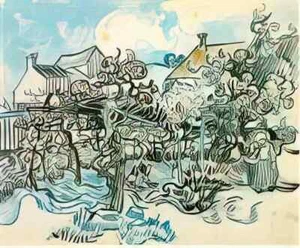 van gogh A3 photo old vineyard with peasant woman 1890 - Picture 1 of 1