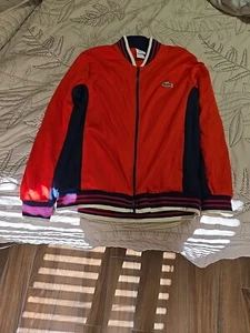 Lactate Casual Bomber Jacket Sm Red Zipper Navy Accents - Picture 1 of 11