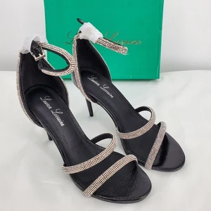 Lauren Lorraine Size 11 Dria Rhinestone Open Toe Formal Ankle Strap Stiletto New - Picture 1 of 9
