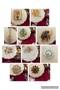 (10) lotto spille spille vintage strass porcellana elefante smalto Trifari - Foto 1 di 11