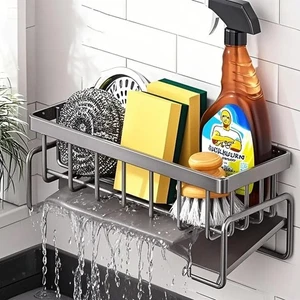 Kitchen Sink,Grey Soap Dish Dispenser Brush Holder Storage Accessories Rustpr... - Picture 1 of 6