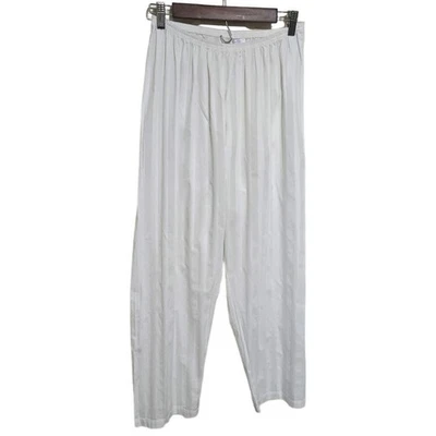 Pijama Mediano Blanco Tina Tonal Rayas Pijama Pantalones Pierna Ancha Cintura Elástica  Foto 1 de 4