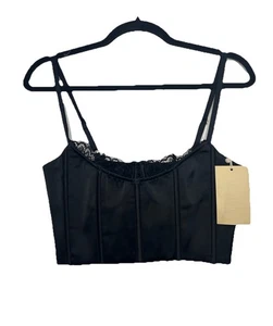 Women’s Designer MESHKI Lake Lace Cami Crop Top In Black Size Small NWT - Picture 1 of 11