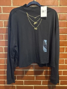 NUOVO!! NIKE T SHIRT DONNA NIKE T LOOSE FIT FINTA "COLLANA" CROPPED TAGLIA XXL - Foto 1 di 6