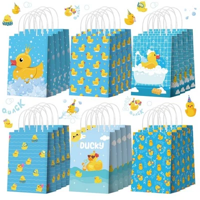 24件装黄鸭纸袋带手柄橡胶鸭零食礼品袋糖果... — 第 1/4 张图片
