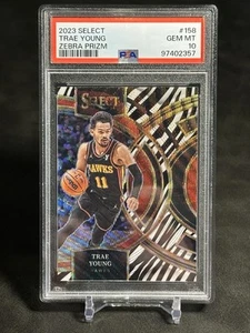 2023-24 Panini Select #158 Trae Young Premier Zebra Prizm SSP PSA 10 Hawks - Picture 1 of 2