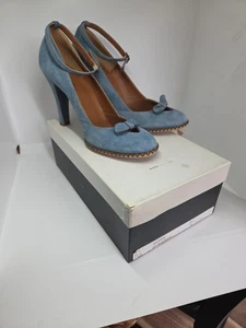Marc Jacobs Size 8.5M Blue Suede Pumps Made In Italy Ankle Strap Y2k - Picture 1 of 13