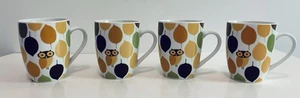Rachael Ray Little Hoot Owl 12 oz Coffee Mugs Cups Leaves Fall Set Of 4 New - Picture 1 of 24