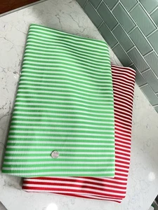 Tela elástica de punto doble acanalada de colección ~ Lote rayas verdes y blancas, rojas y blancas - Imagen 1 de 4