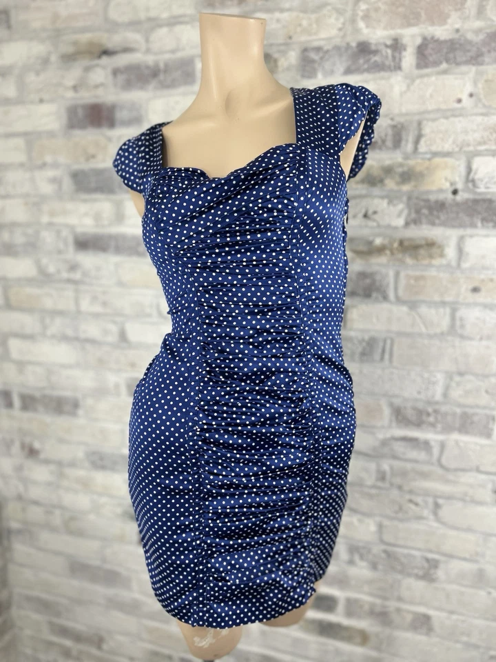 Mini Vestido Estilo Y2K Vintage GUESS Lunares, Talla 4 Rockabilly Pin-up Ropa de Club Foto 1 de 4