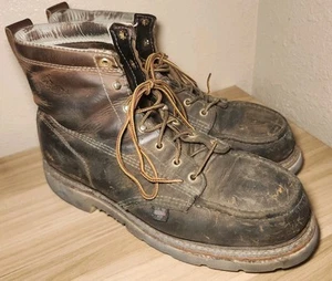 Thorogood 804-4375 Men's Leather Moc Steel Toe Work Boots Brown Size 10 D - Read - Picture 1 of 6