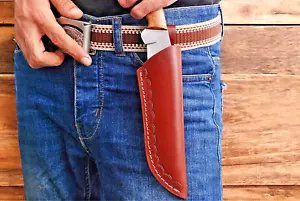 ECHTES LEDER HANDGEFERTIGT GÜRTELSCHEIDE HOLSTER FÜR FESTE KLINGE MESSER 1303 - Bild 1 von 4
