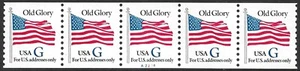 US Stamps #2890 32c. G Old Glory Plate #A2214 Coil Strip of 5 MNH - Picture 1 of 1