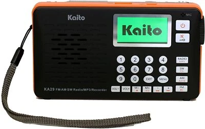 Receptor de radio DSP portátil de onda corta Kaito KA29 AM FM con grabadora - negro Foto 1 de 2