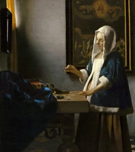 Woman Holding a Balance by Johannes Vermeer Giclee Fine Art Print Reproduction - Picture 1 of 1