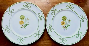 2x Raynaud Limoges France EDELWEISS Dinner Plate Green Ribbon 10.9" VGC - Picture 1 of 6