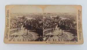 Rome The Eternal City from the Dome of St. Peter's Italy 1897 Stereoscopic Card - Picture 1 of 5
