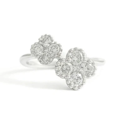 Anillo envolvente de derivación milgrain trébol de diamantes con racimo de oro blanco de 14 K, 0,80 CTW Foto 1 de 4