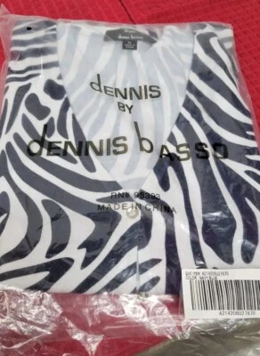 NUEVO Cárdigan Camisa Dennis Basso Tejido Cuello en V Peso Ligero Mangas 3/4 Azul Marino  Foto 1 de 4