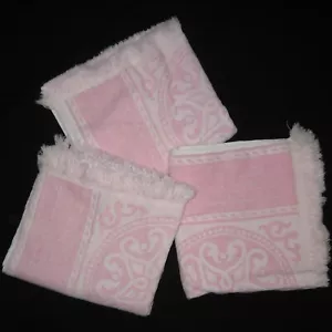 3 toallas de baño vintage rosa Martex de dos tonos extremos de flecos 41" x 24" hechas en EE. UU. - Imagen 1 de 9