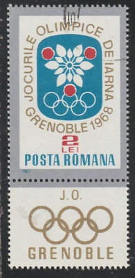 Rumania 1967 SC# 1956 - Emblema de los 10º Juegos Olímpicos de Invierno - Lote Usado # 182 Foto 1 de 2