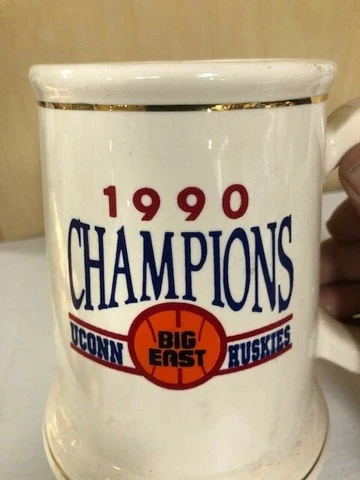 UCONN Huskies 1990 Basketball Champions Big East Ceramic Stein Mug Tankard RARE! Cover