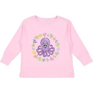 Inktastic Octopus Cute Girls Outfit Toddler Long Sleeve T-Shirt Sea Clothes Dark - Picture 1 of 9